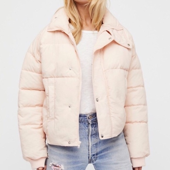 FREE PEOPLE Cold Rusher Puffer Coat JACKET Pink - Picture 2 of 6